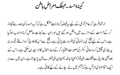 کینہ و حسد ۔ مہلک امراضِ باطن