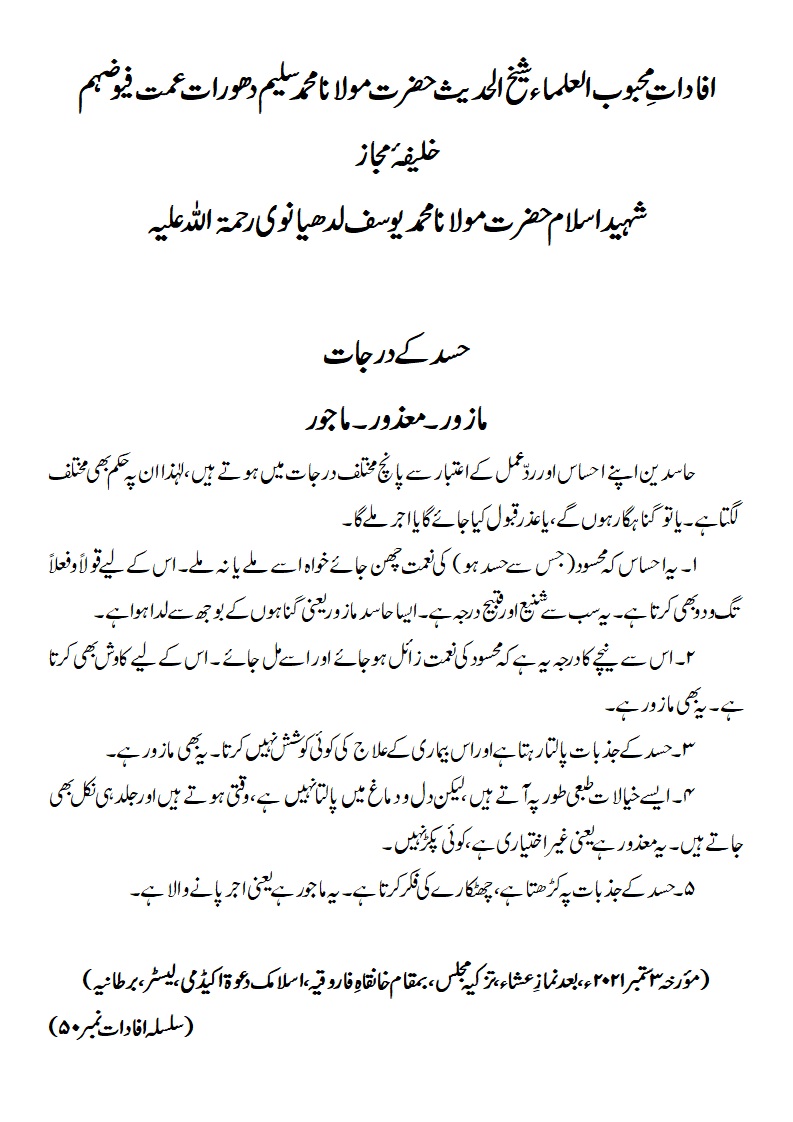 حسد کے درجات