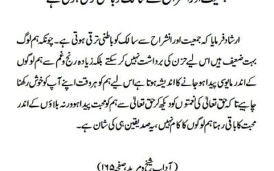 جمعیت اور انشراح سے سالک کو باطنی ترقی ہوتی ہے