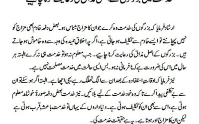 خدمت میں بزرگوں کے اصل مذاق کی رعایت کرنا چاہیے