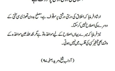 اخلاق کی درستی درشتی پر موقوف ہے