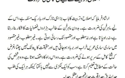 اصلاح و تربیت کے لیے شیخ کامل کی ضرورت