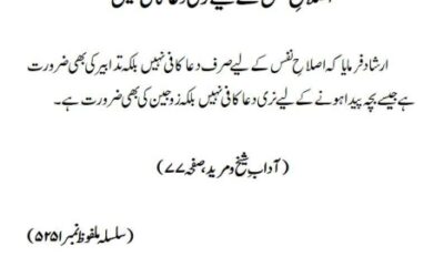 اصلاحِ نفس کے لیے نری دعا کافی نہیں