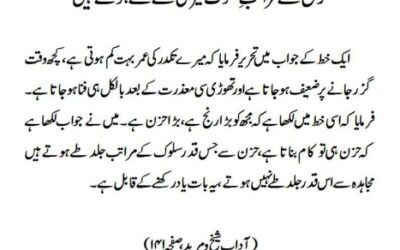 حزن سے مراتب ِ سلوک تیزی سے طے ہوتے ہیں