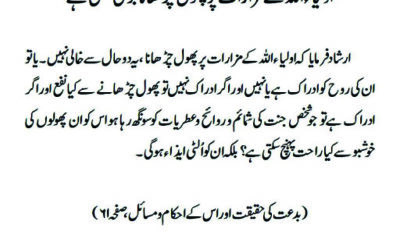 اولیاء اللہ کے مزارات پر پھول چڑھانا بڑی غلطی ہے