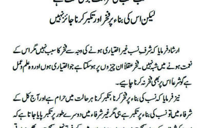 حسب نسب کی شرافت بڑی نعمت ہےلیکن اس کی بناء پر فخر اور تکبر کرنا جائز نہیں